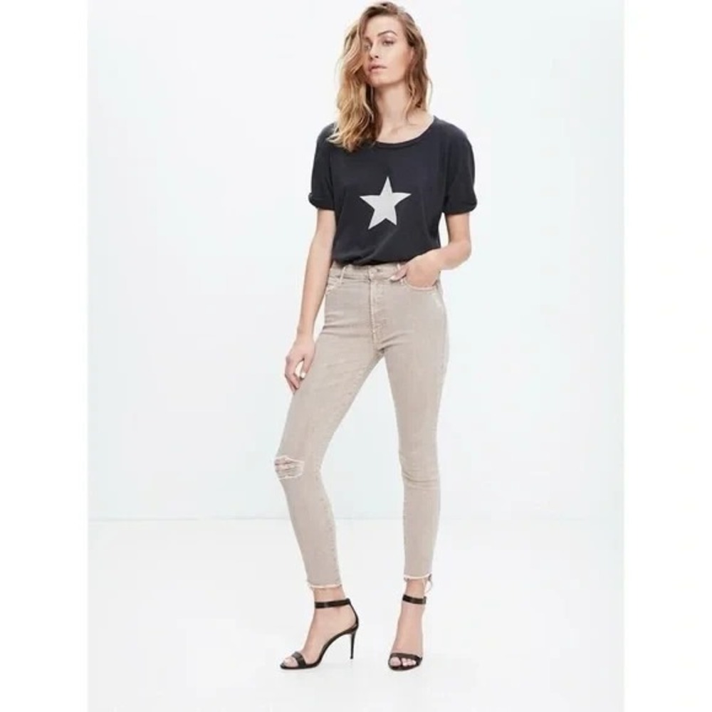 Mother Stunner Zip Ankle Step Fray‎ Jeans in Sexy Just Walked into Town Tan 25